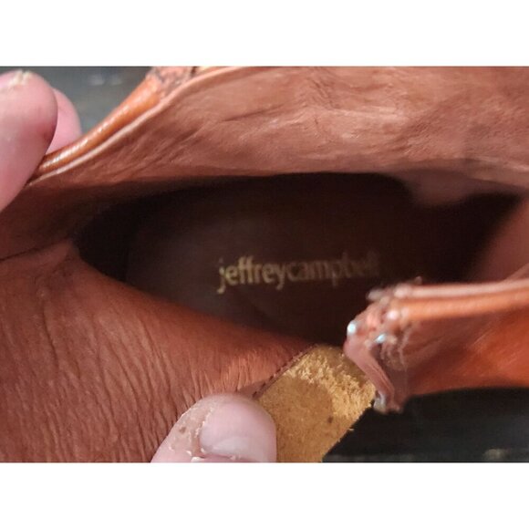 NEW Jeffrey Campbell Prianka Cognac Leather Ankle Zip Booties/Sz. 6 - Picture 10 of 12